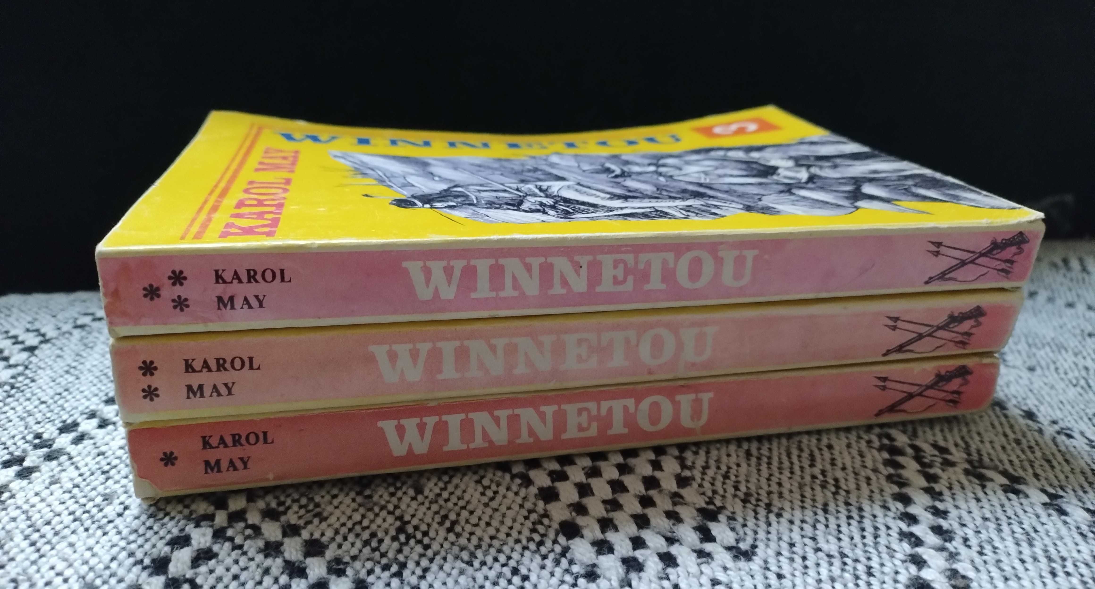 Winnetou Karol May 1990 r. Książki książka 3 tomy tom 1-3 komplet
