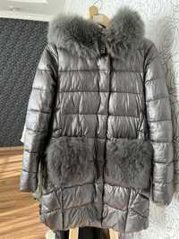Зимова куртка шкіряна з натуральним хутром