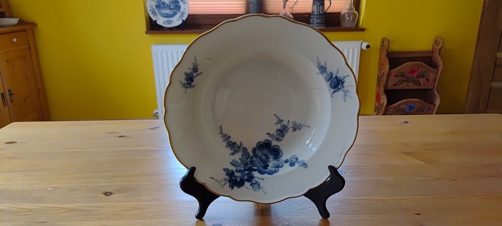 Talerz Porcelana, Kwiaty, Meissen, Miśnia