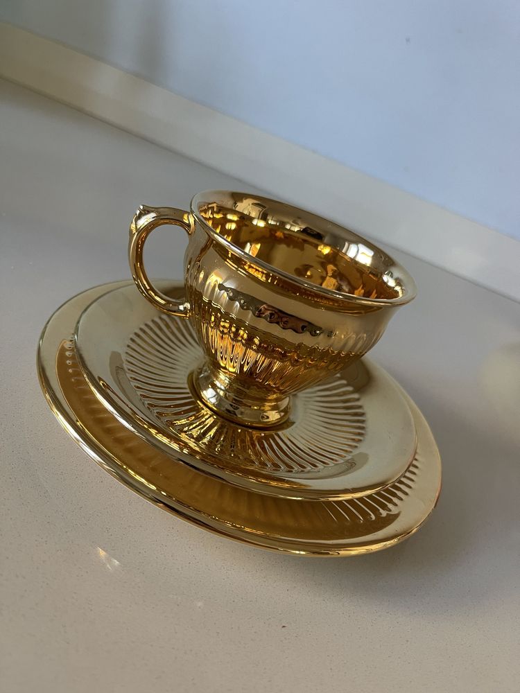 Zestaw kawowy Złoty Royal Winton Grimeades Golden Age