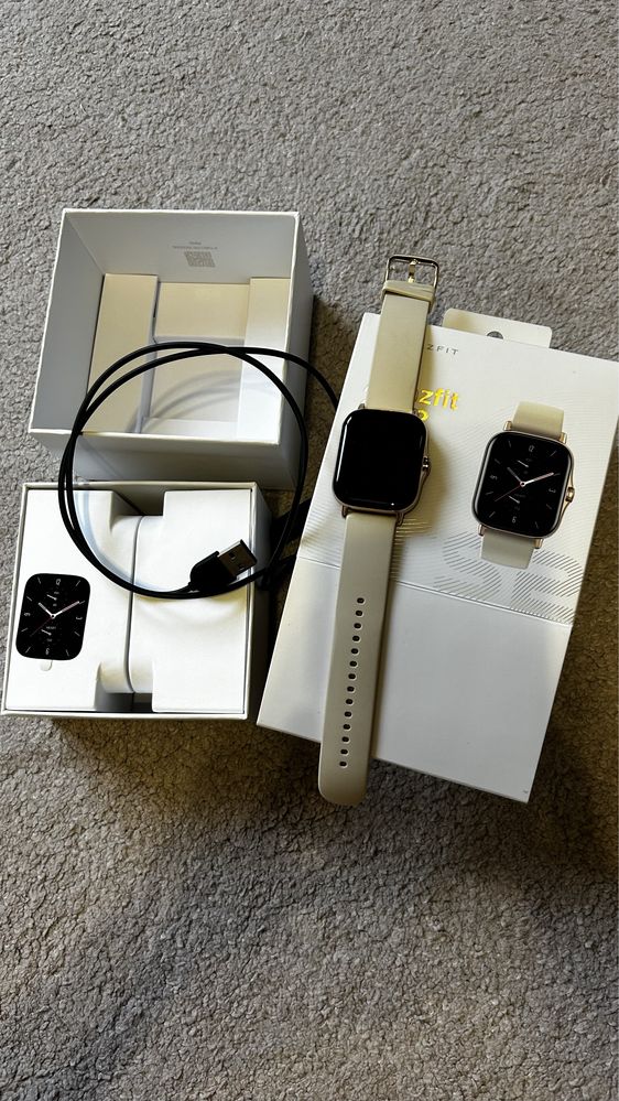 Amazfit  gts 2 smartwatch zegarek deser gold beżowy+ czarny pasek nowy