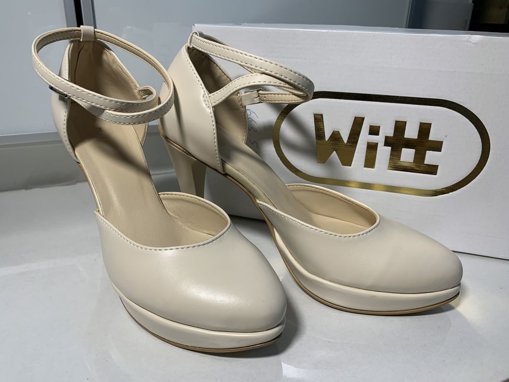 Buty kremowe ślubne skórzane Witt 36