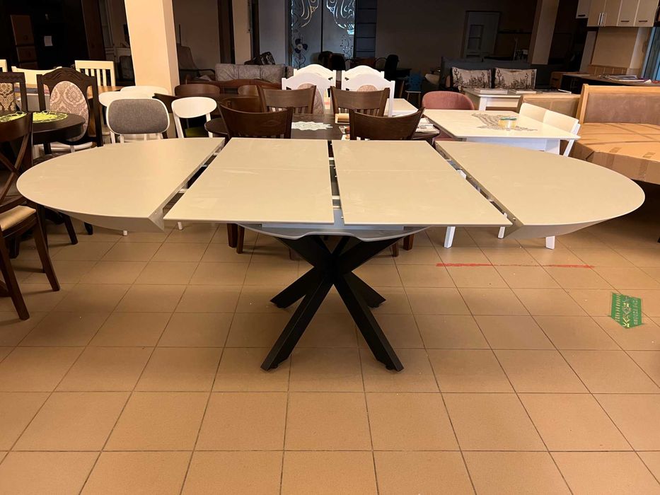 Стіл Нова Д130+50+50 круглий розкладний для кухні вітальні кухонний