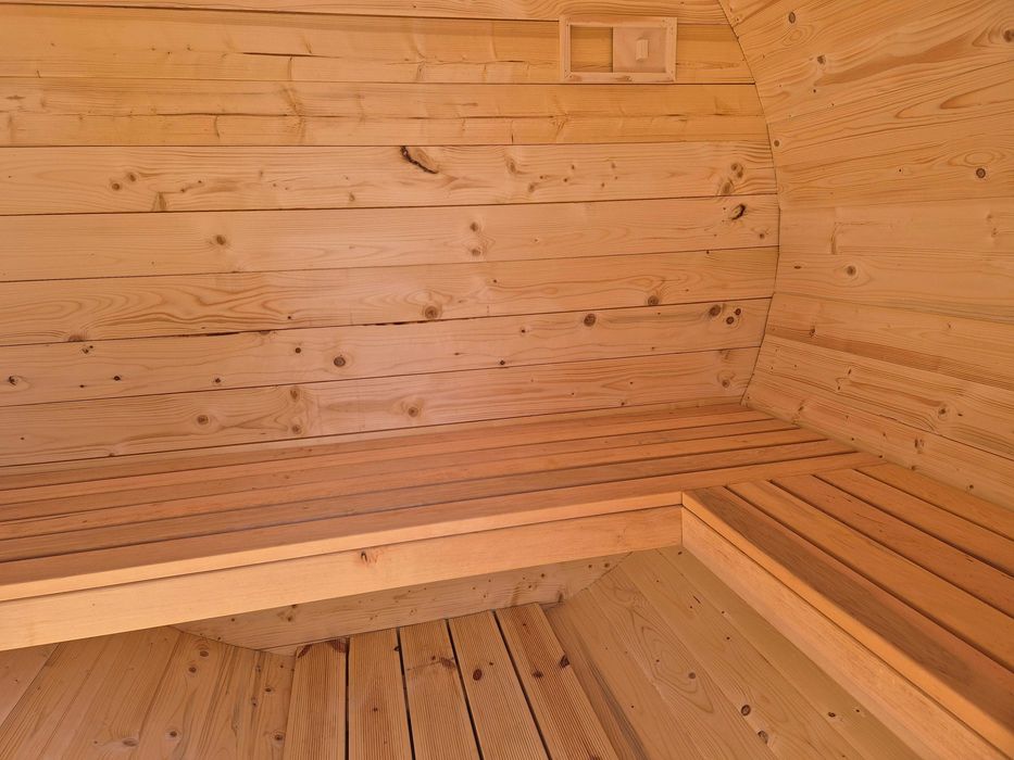 SAUNA OGRODOWA z piecem, zestaw 1,5x2m, producent, balia, beczka