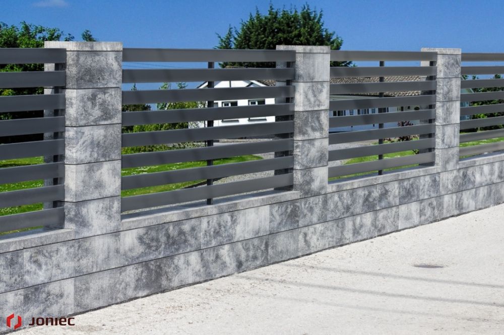 Roma Horizon ,ogrodzenie betonowe, modułowe,Joniec Bh20 kolor marengo