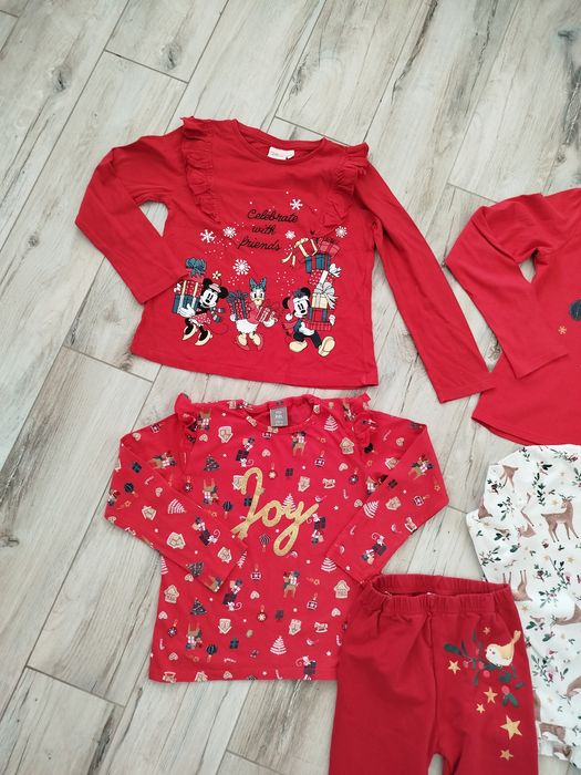 Świąteczne bluzki\koszulki i lekko ocieplane getry r. 122\134