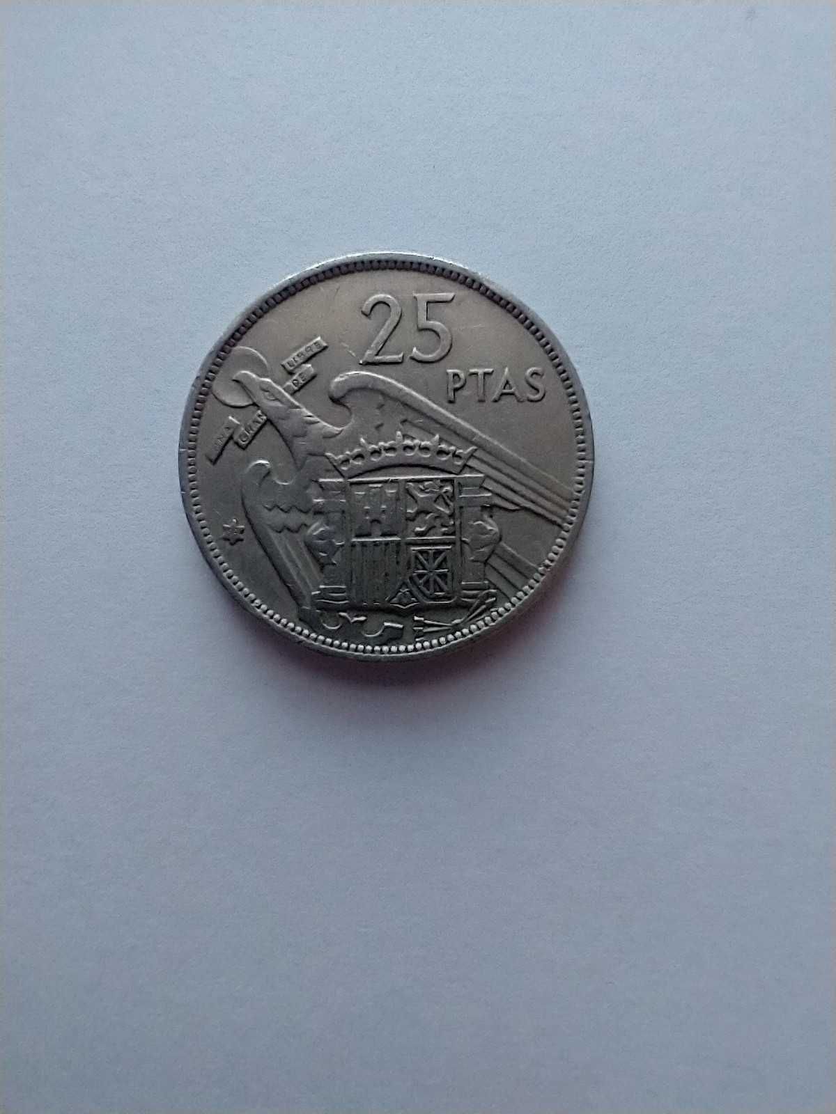 Moneta Espana 25 ptas z 1957