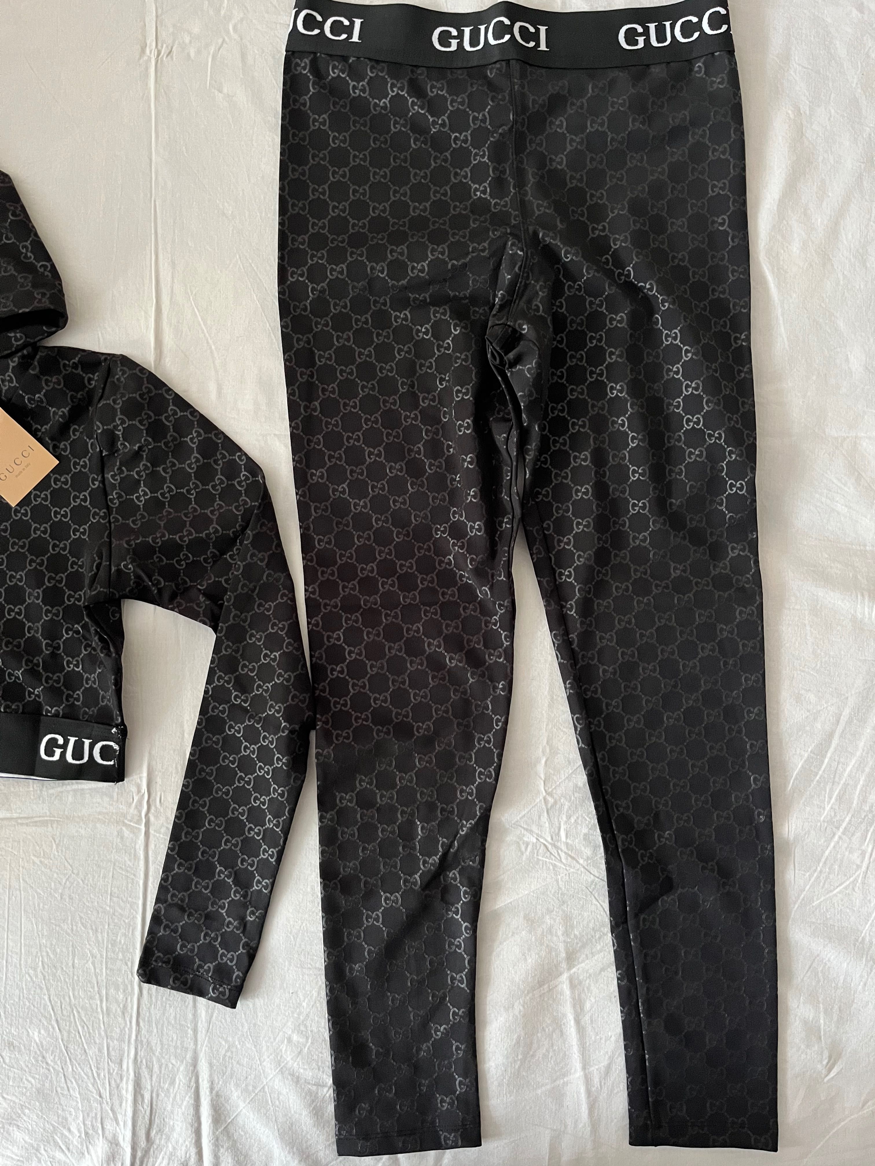 NOWY damski strój na siłownię Gucci do biegania GG legginsy bluzka XXL