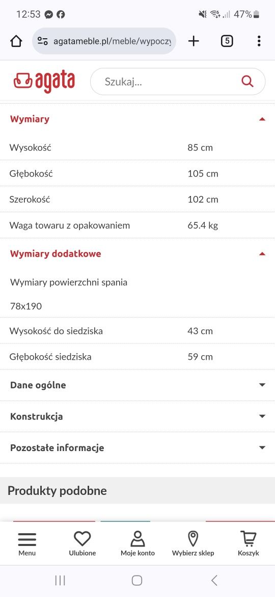 Sofa jednoosobowa rozkładana MONDO Agata Meble