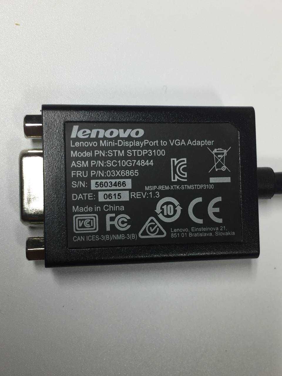 Кабель lenovo displayport mini d-sub (vga) model stdp3100 p/n: 03x6865