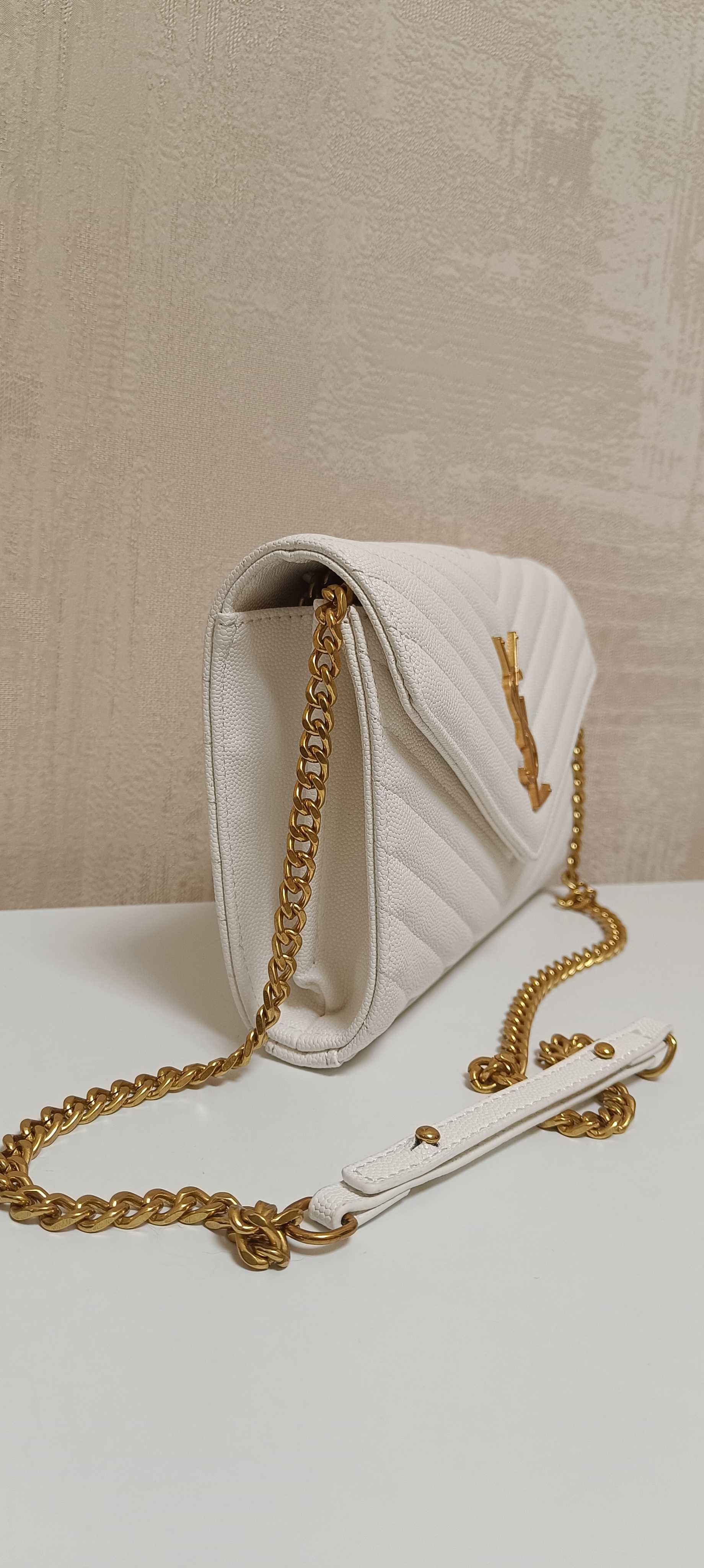 Клатч YSL сумка Сен Лоран белая