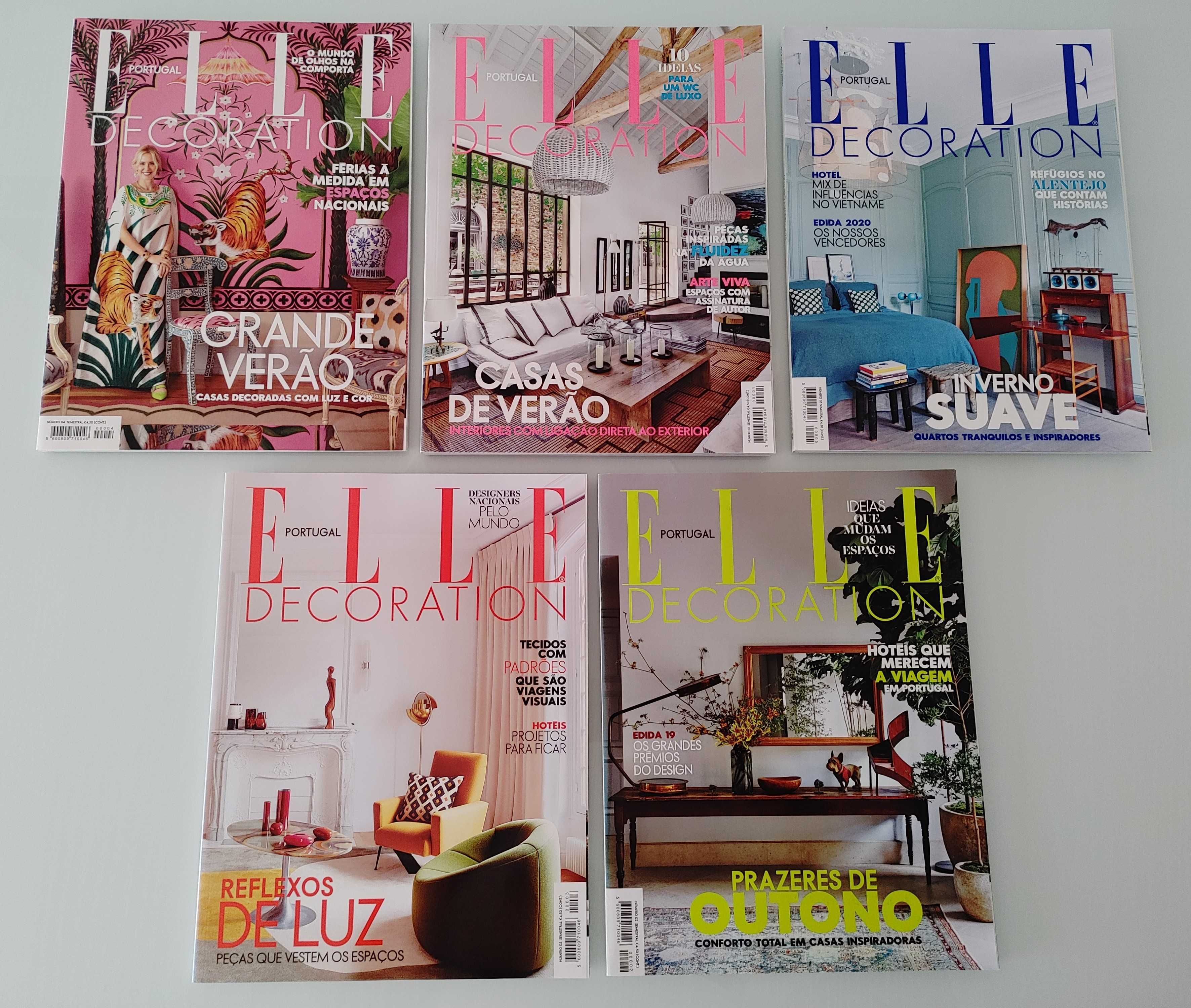 Conjunto 5 revistas Elle Decoration Portugal (nº 1 a 5)