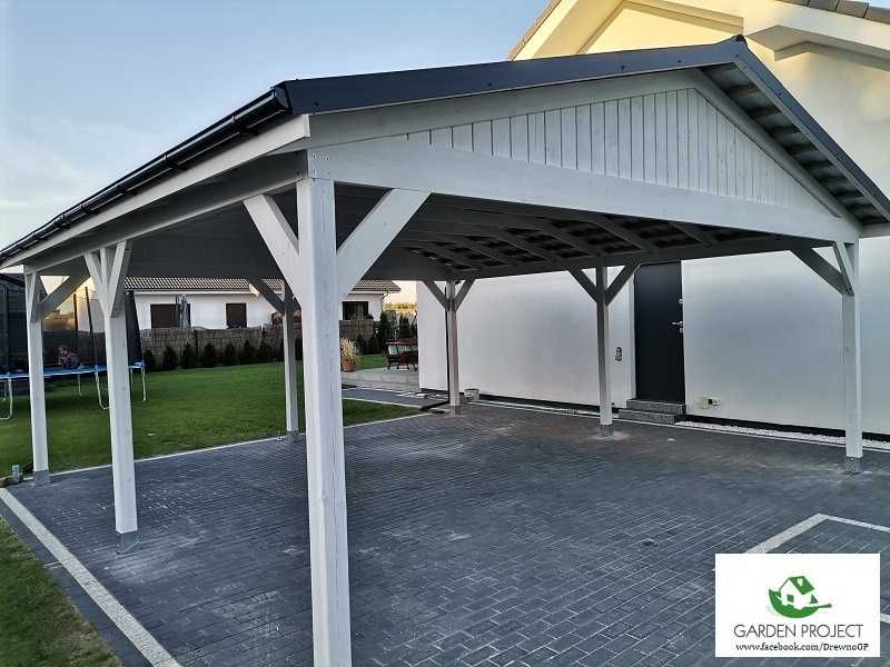 wiata carport2 z dachem dwu spadowym na dwa auta