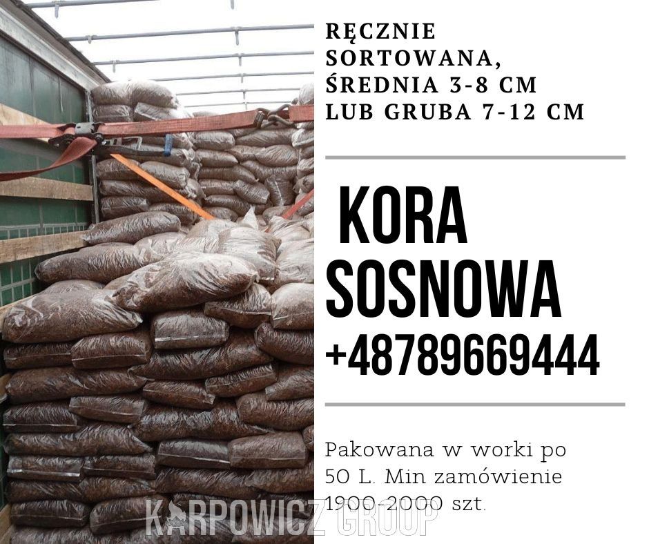 Kora sosnowa hurt od reki 50l worki transport Polska