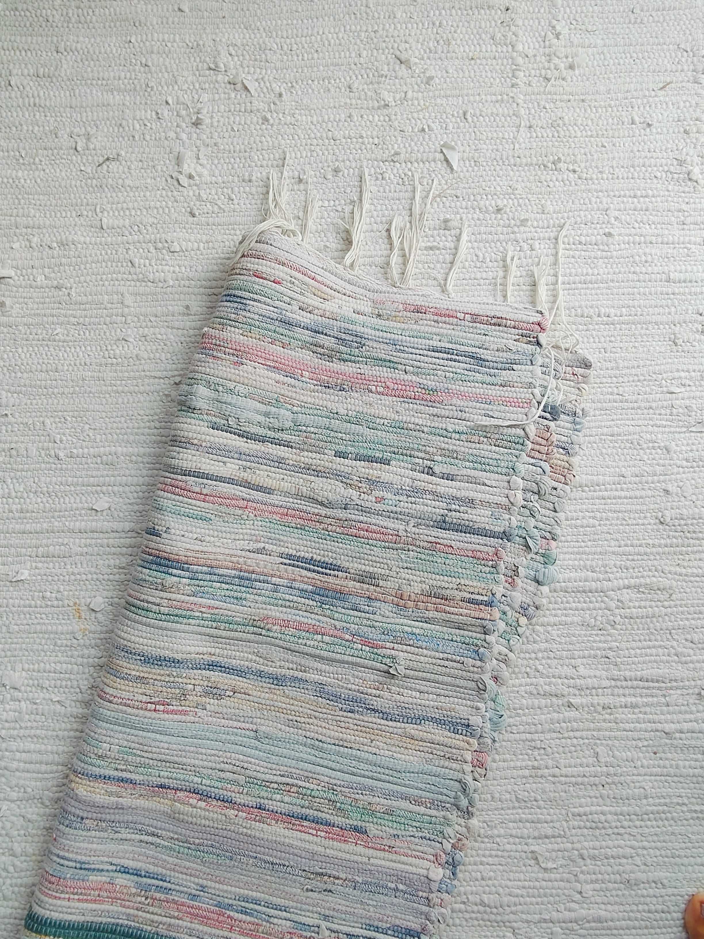 Dywan pleciony, tkany w paski, boho, melanż, 140 x 65, sznurkowy
