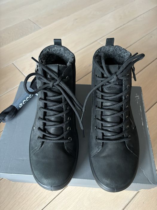Ocieplane, b. wygodne, skórzane buty Ecco, membrana Gore-Tex, nowe