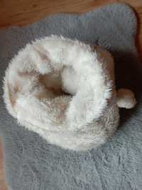 Tunel zabawka dla kota materiałowy futerkowy pluszowy beżowy składany