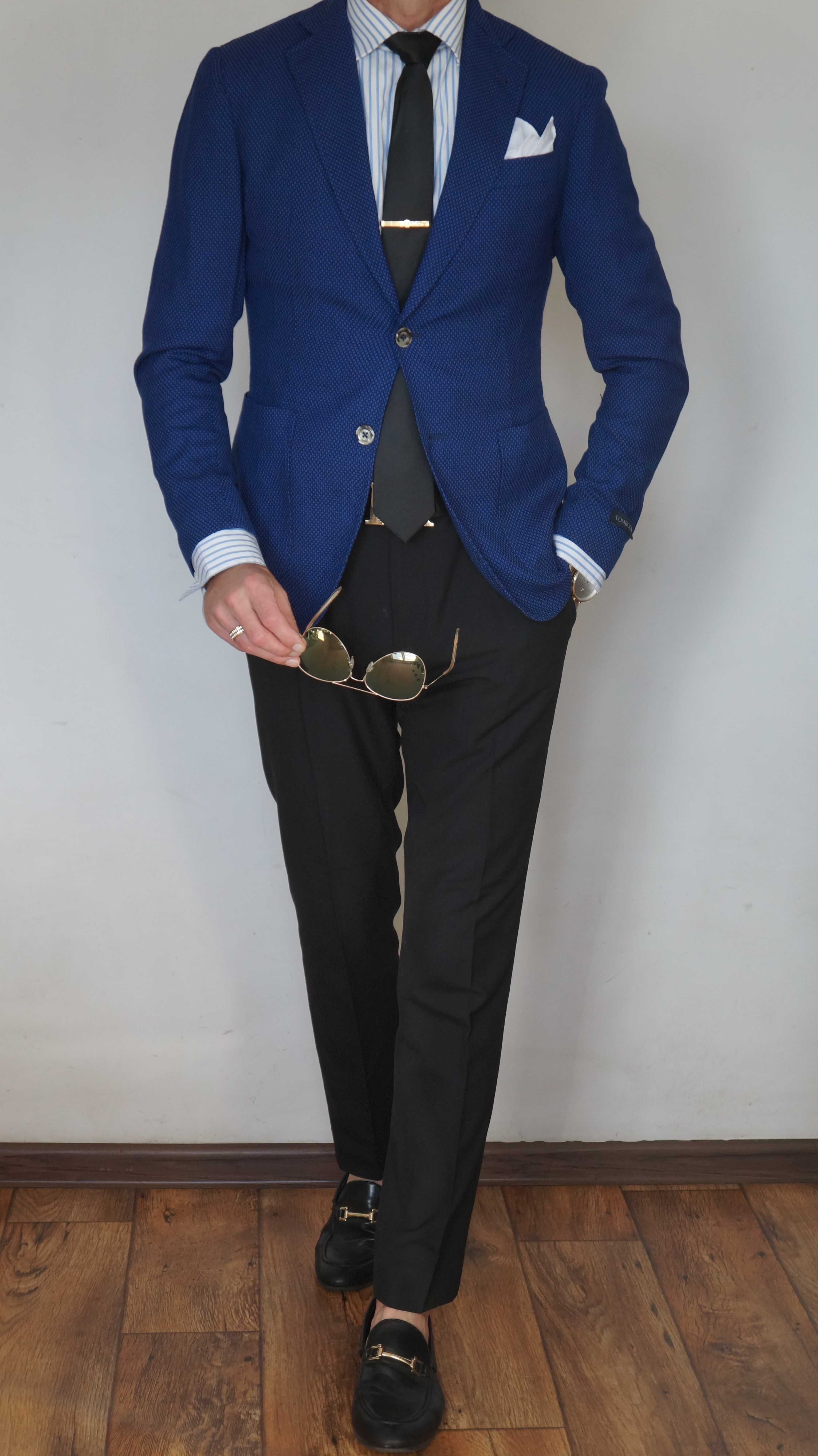 Blezer/Marynarka Tombolini Roz. 46/S Kol. Granat/Niebieski Fit