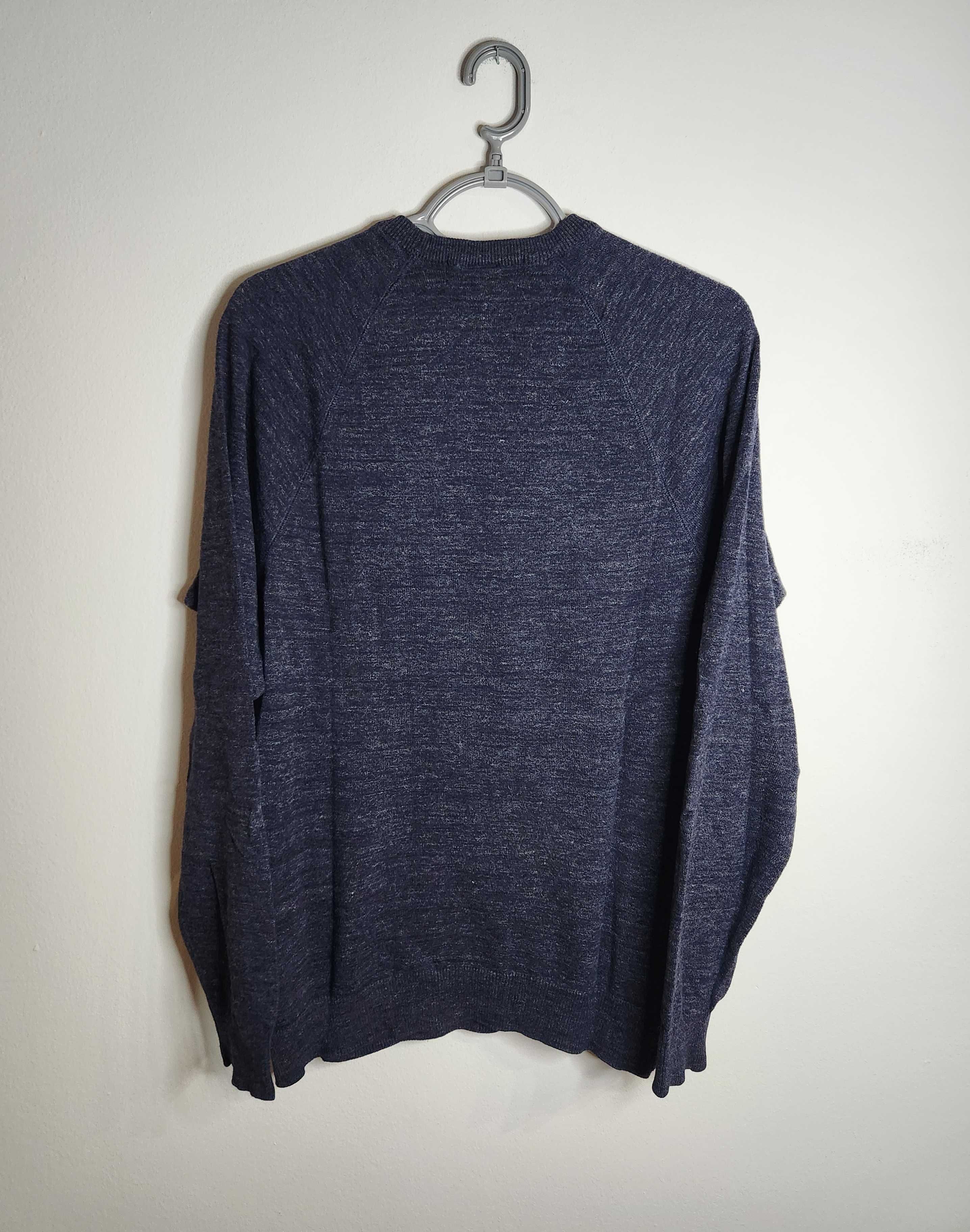 H&M Sweter Granatowy Longsleeve Bawełniany Męski M