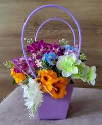 Piękny flowerbox kosz kwiaty Dzień Mamy Prezent Urodziny Dekoracja