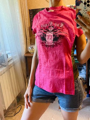 Мега-крутая футболка фуксия на девочку подростка с принтом