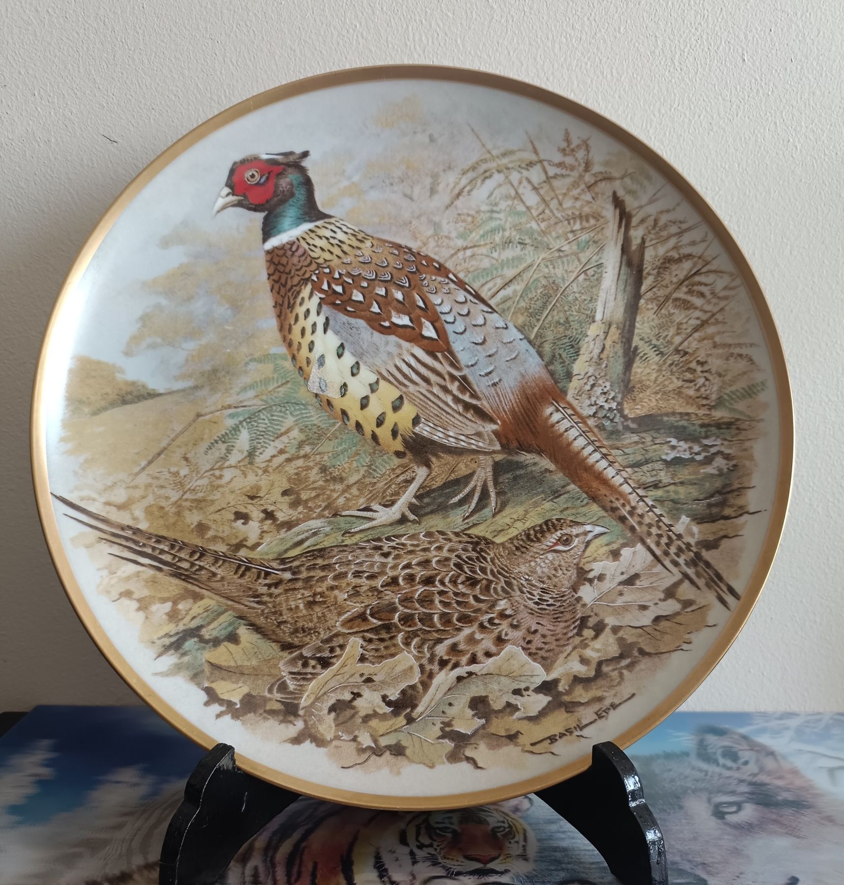 Piękny porcelanowy talerz dekoracyjny "Bażant Chiński".