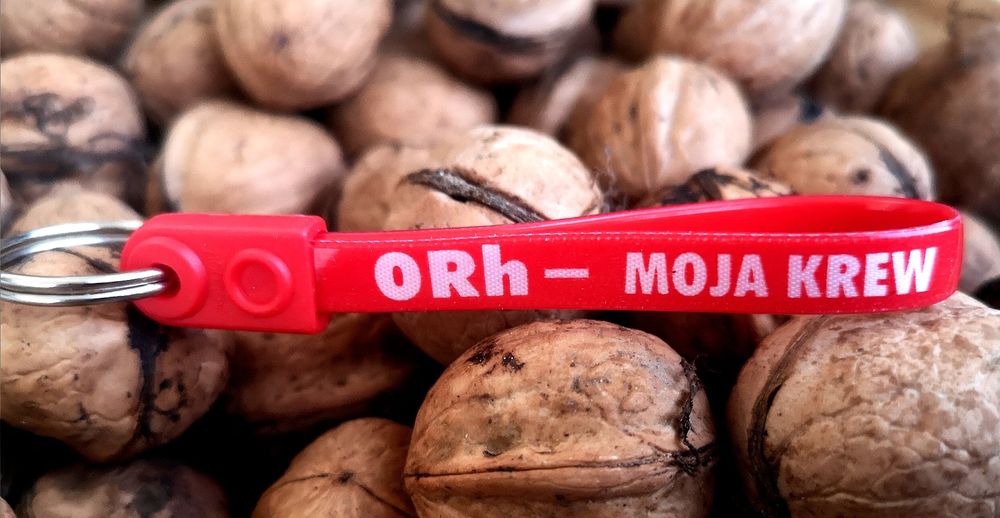 Brelok silikonowy grupa krwi z grupą krwi 0Rh-