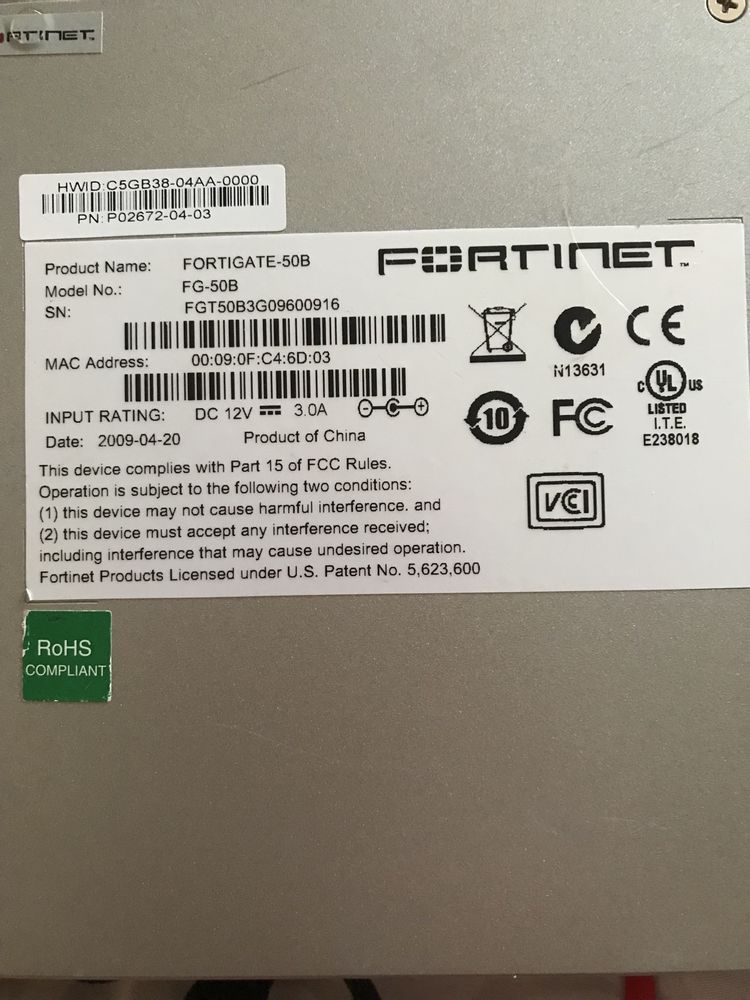 Fortinet FG-50B устройство сетевой безопасности