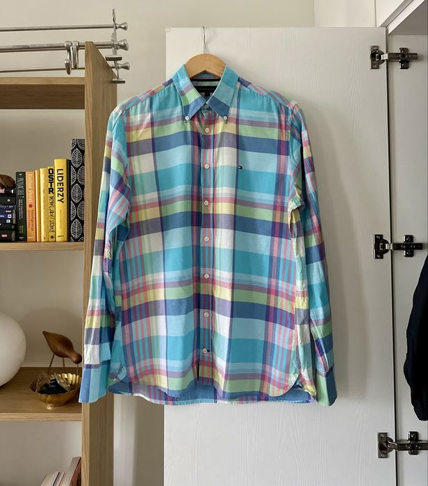 Tommy Hilfiger koszula w kratę błękitna, wielokolorowa