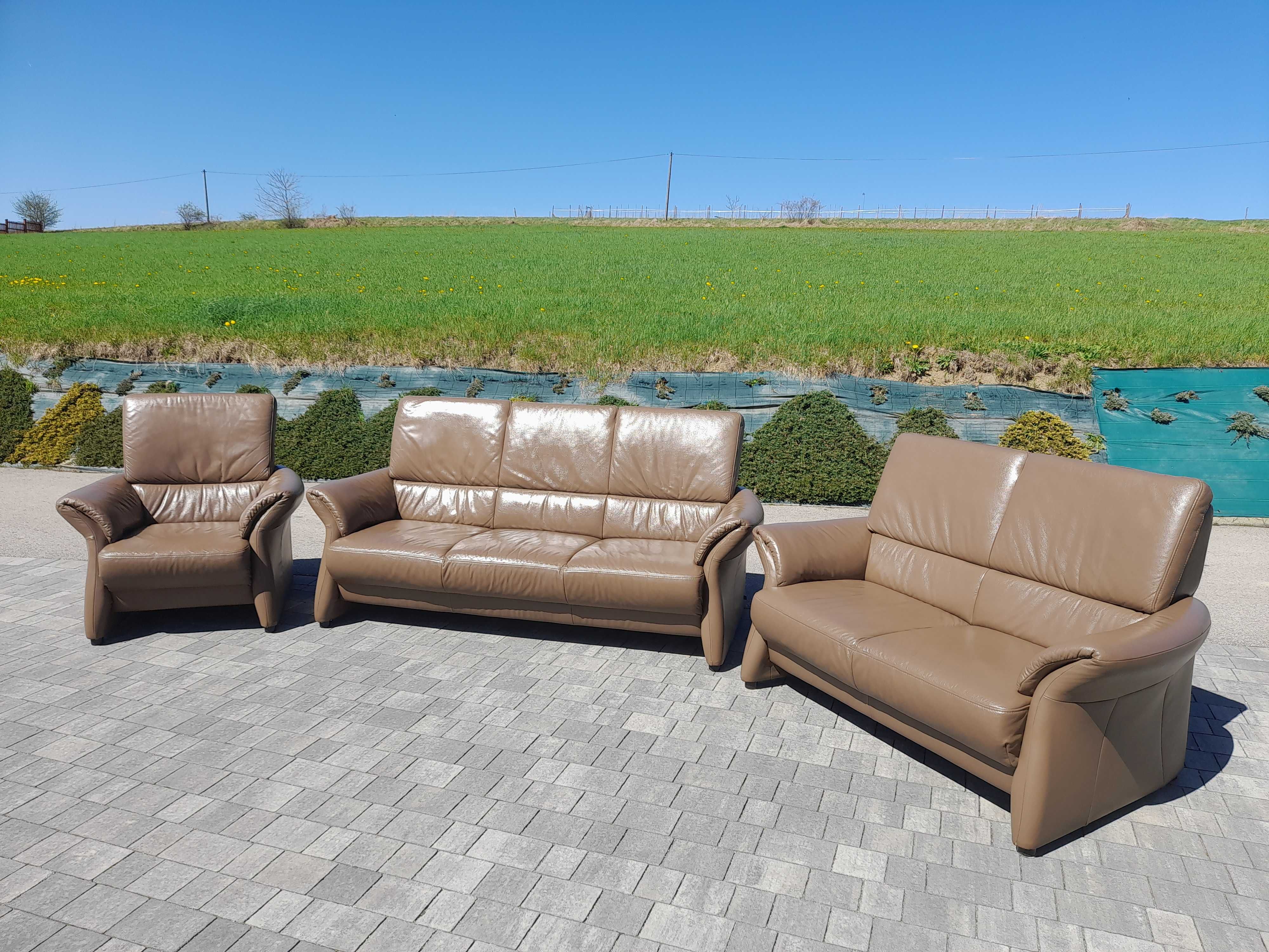Idealny zestaw wypoczynkowy 3+2+1 skóra naturalna marki DES Sofa Line
