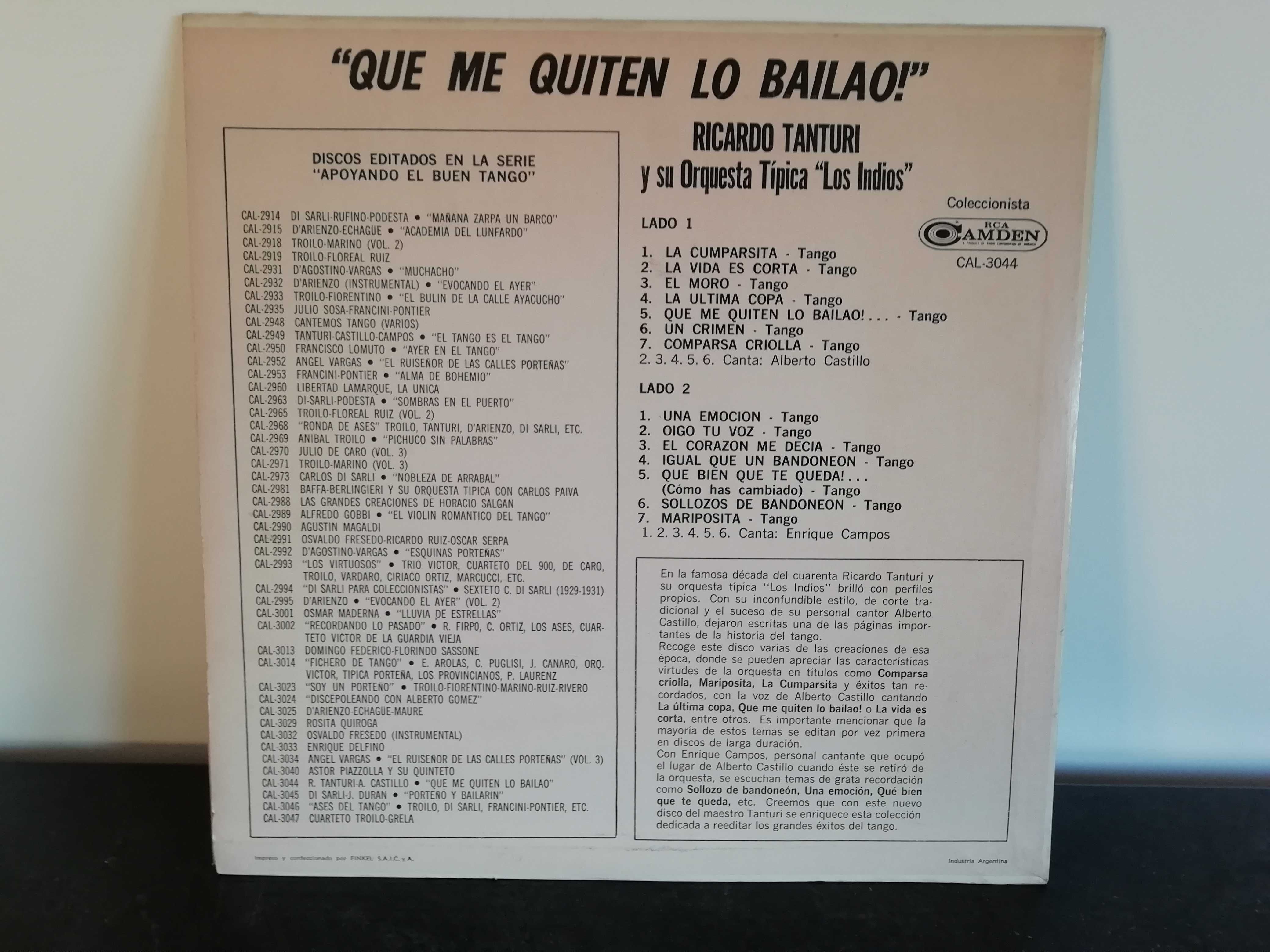 vinil Ricardo Tanturi "Que me quiten Lo Bilbao"