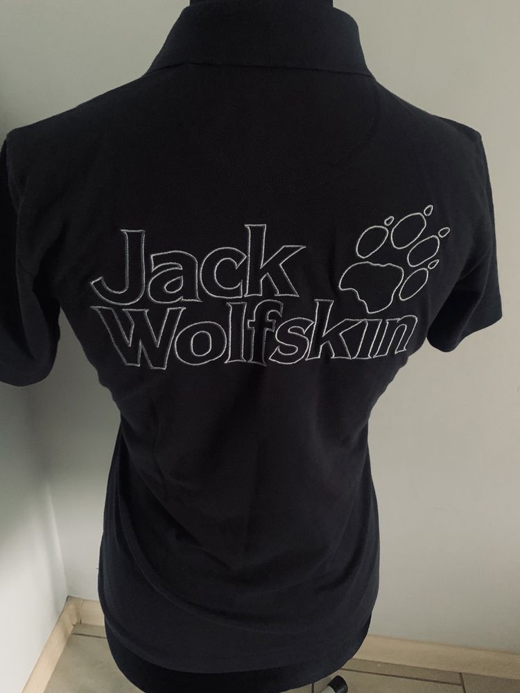 Jack Wolfskin damska grafit koszulka polo r. M/ L bawełna, logowana