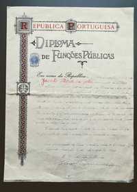 Original Diploma de Funções Públicas 1966 de carteiro Torres Novas