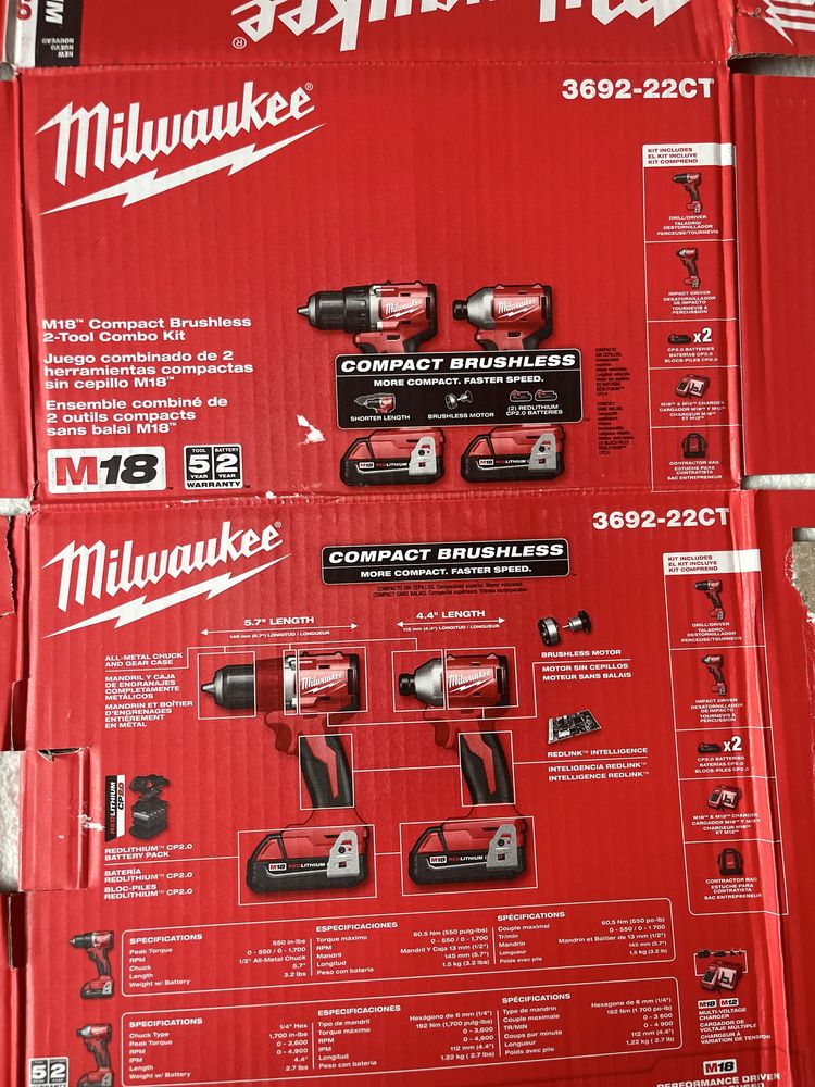Milwaukee M18 wiertarko-wkrętarka i zakrętarka udarowa Nowe z USA