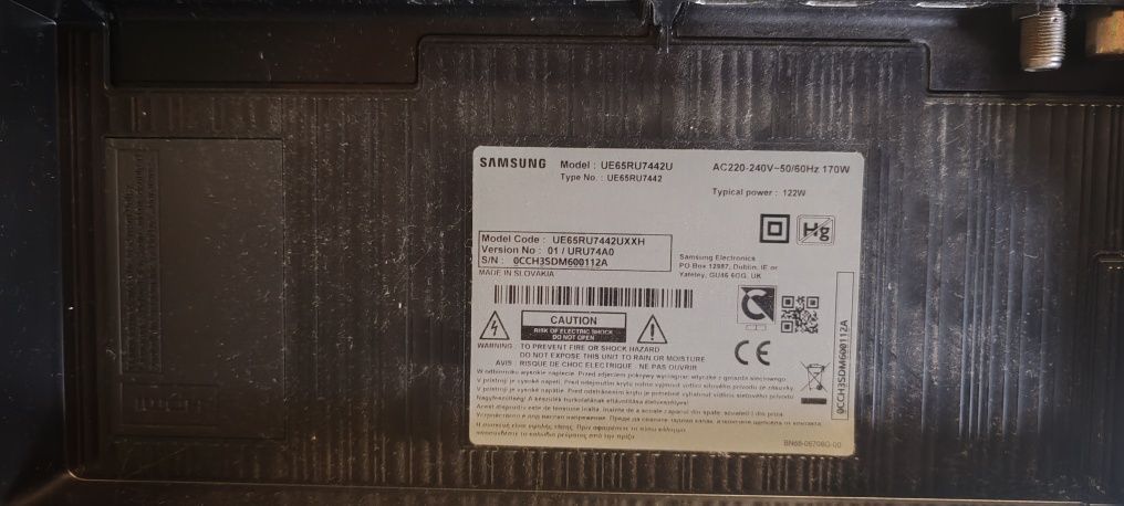 Samsung 65 cali uszkodzona matryca