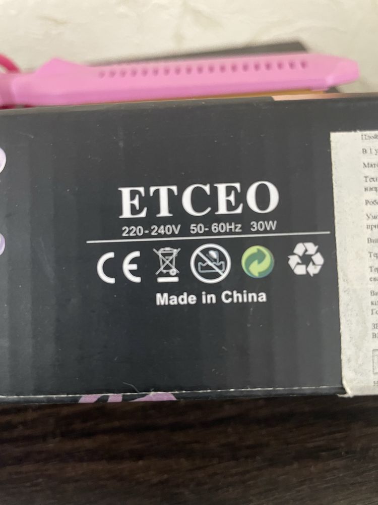 Рожева плойка-гофре для волосся ETCEO
