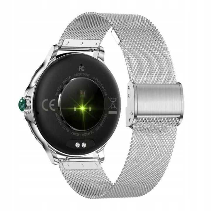 NOWY zegarek smartwatch z cyrkoniami srebrny