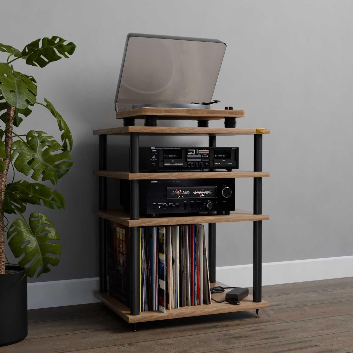 Stolik audio regał loft hi-fi pod płyty winylowe gramofonu