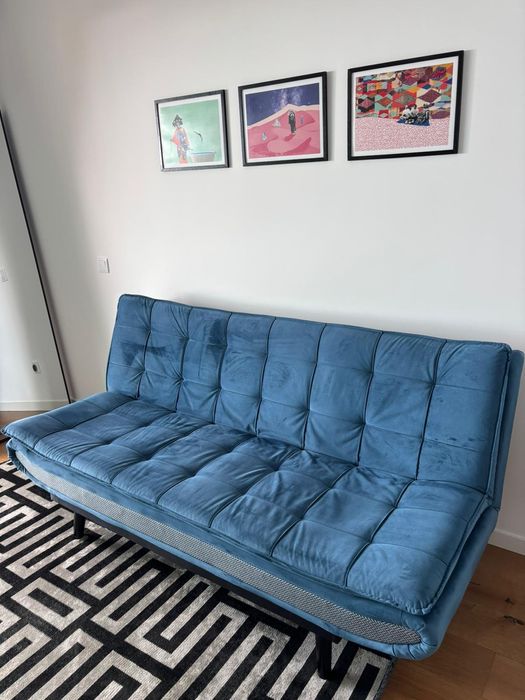 sofá-cama azul de 3 lugares