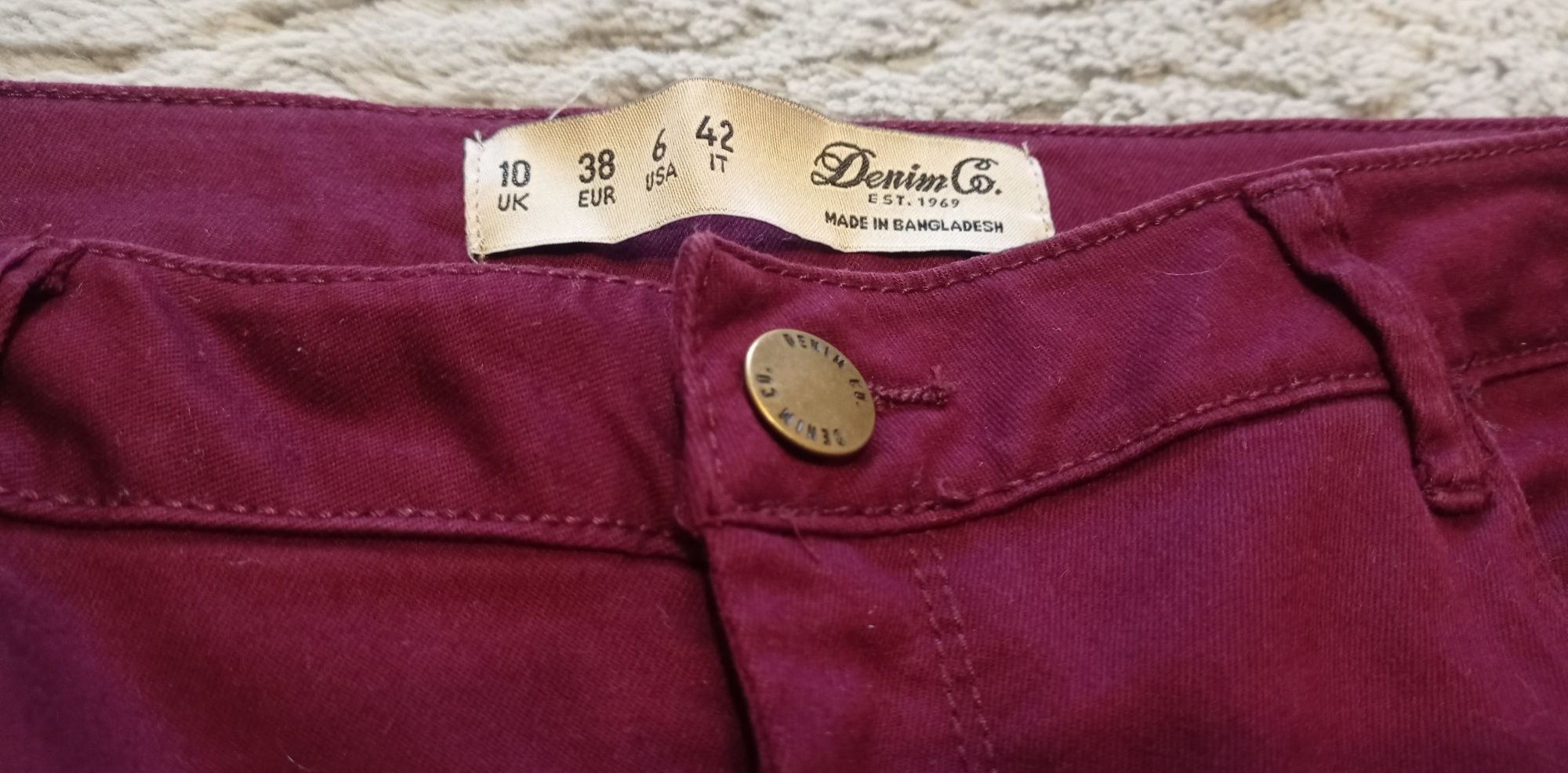 Denim Co. bordowe spodnie typu "rurki ", r. 38 (10)