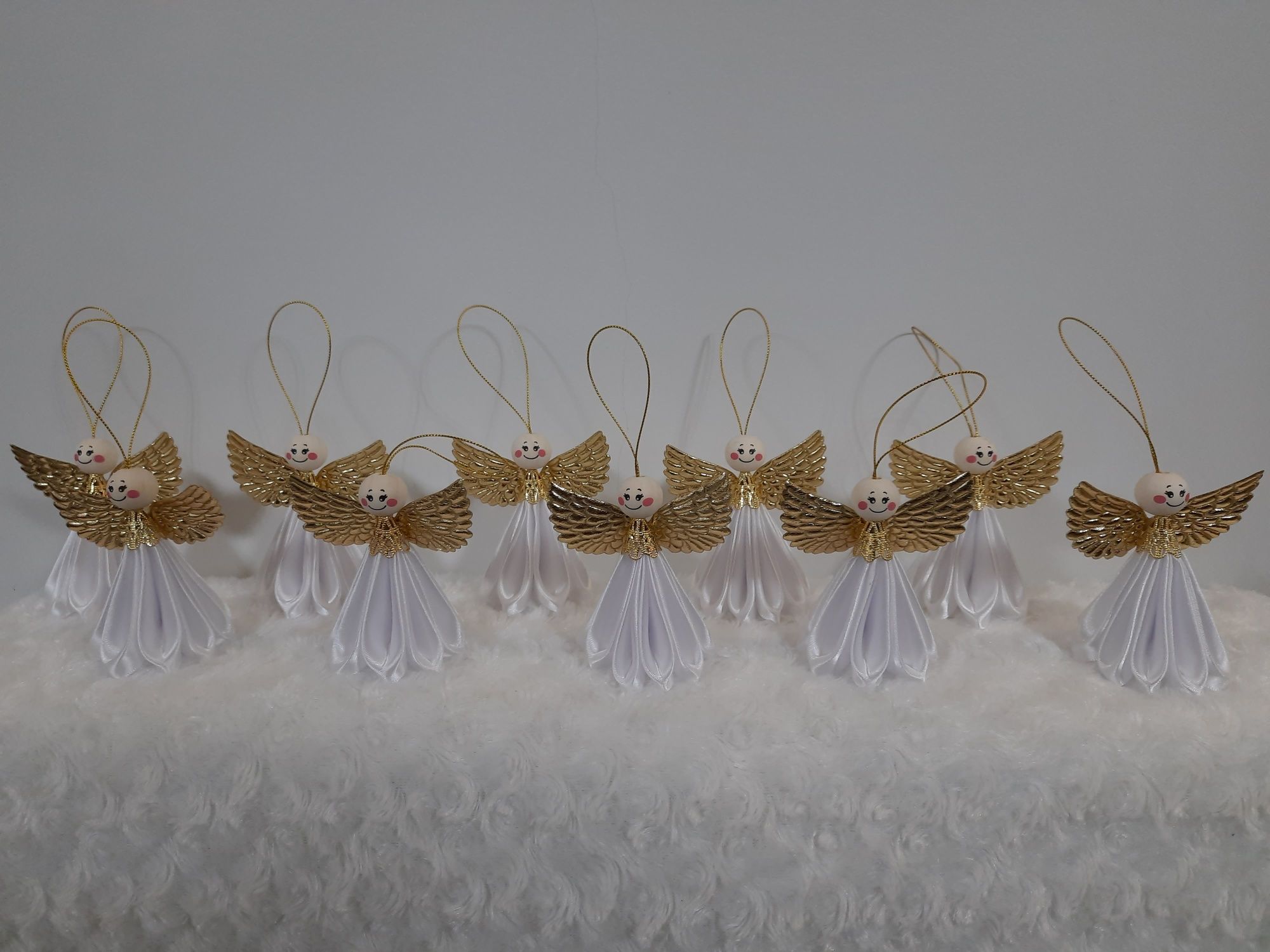 Aniołki ze wstążki na choinkę, ozdoby choinkowe handmade
