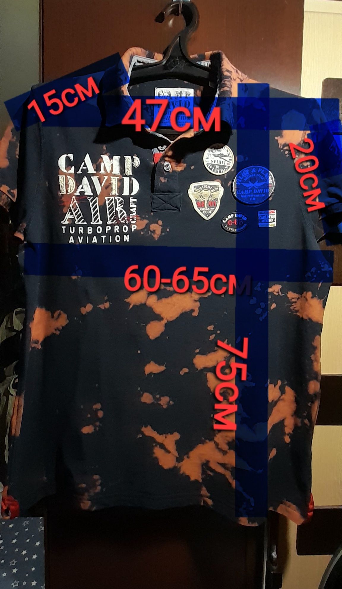 CAMP DAVID.XL.Крутая брендовая футболка поло в стиле тай-дай.