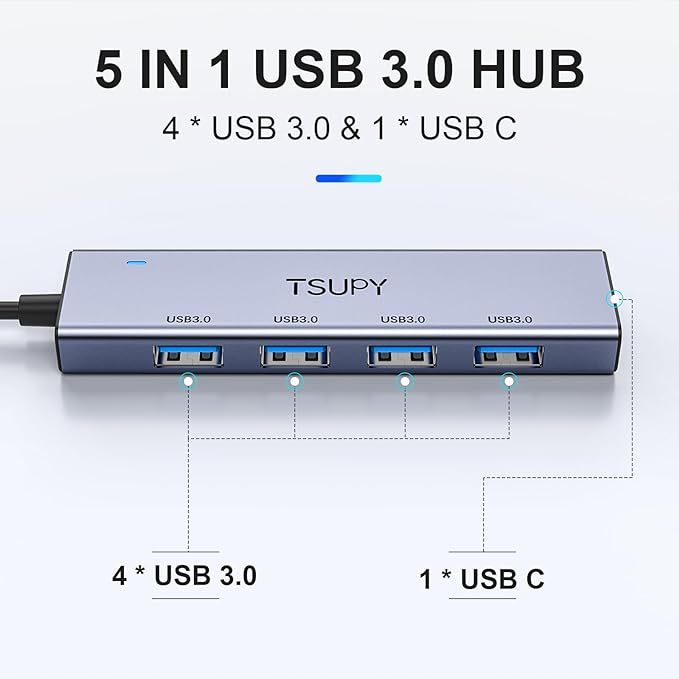 tsupy koncentrator usb 3.0 z 4 portami 1.2 m vv