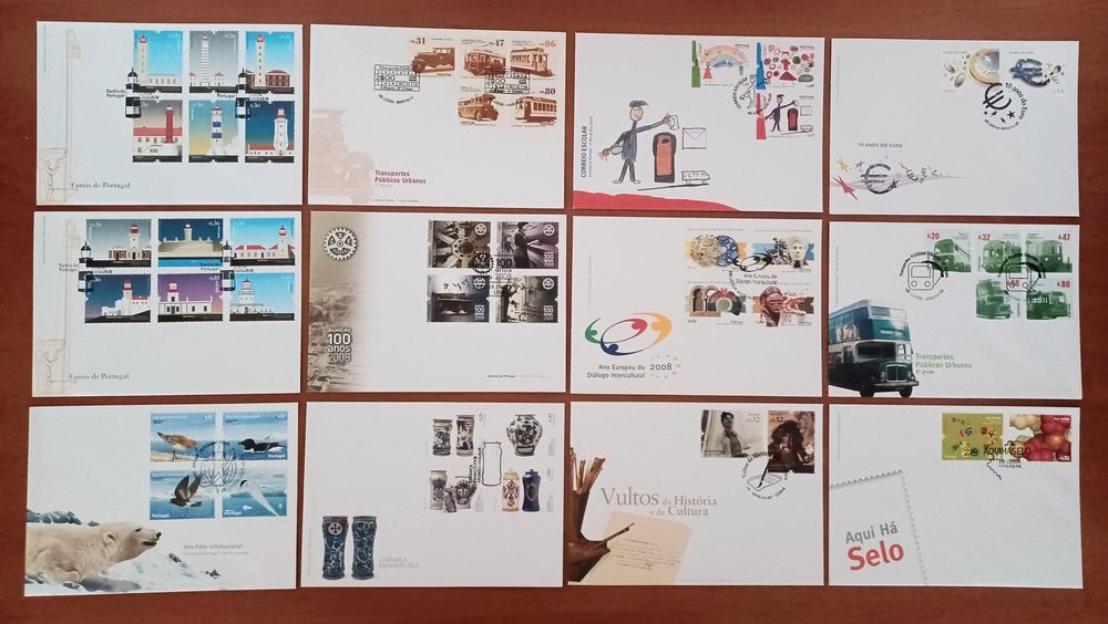 80 FDC - Envelopes com selos e carimbo (1° dia de circulação)