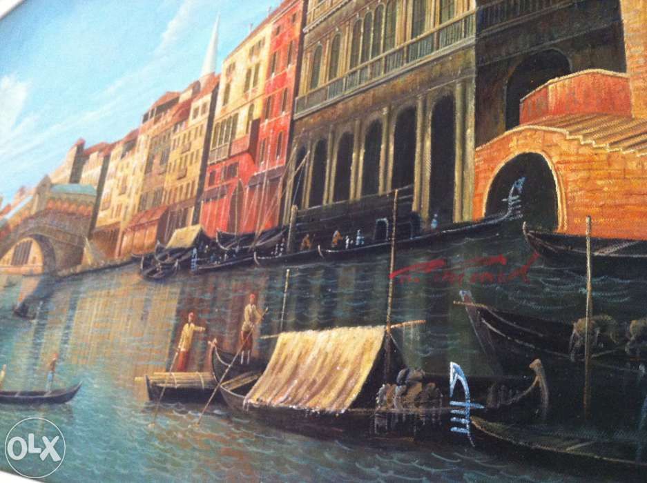 Quadro com pintura de Veneza - acrílico 106 x76 cm