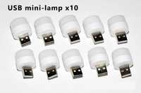 10 штук USB LED Міні лампочок 1W для павербанку (біле та тепле світло)