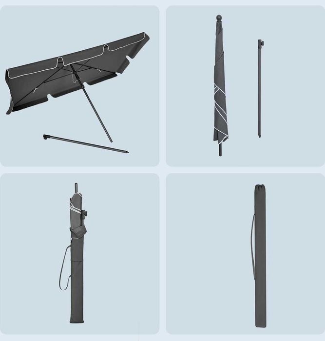 Parasol przeciwsłoneczny, szary, prostokątny 200x125x240 cm SONGMICS