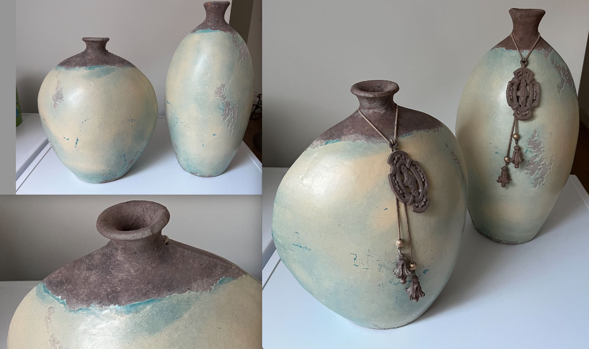 Komplet 4x Wazon Dzban Indonezja Rustykalny Retro Ceramiczny ceramika