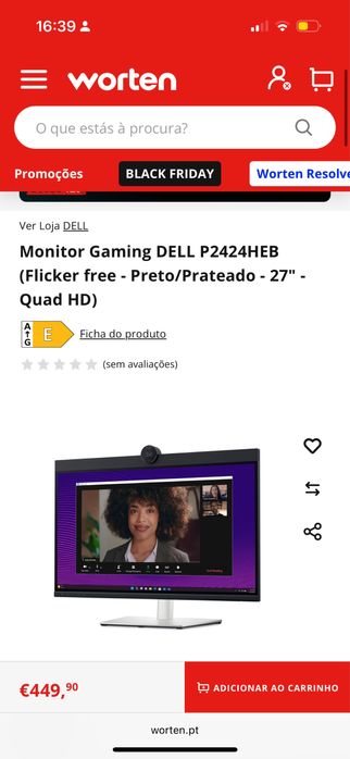 Gaming Monitor DELL with keyboard, mouse & cables