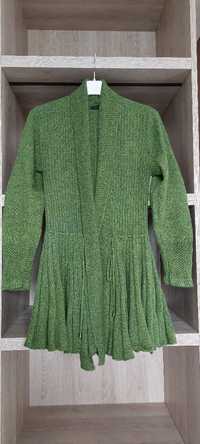 Mira Mia Zielony sweter wiązany kardigan one size